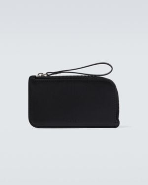 The Row Leather Wallet With Strap - Black