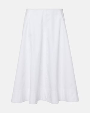 KHAITE Cotton Midi Skirt - White