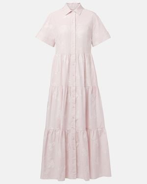 Erdem Embroidered Tiered Cotton Shirt Dress - Pink