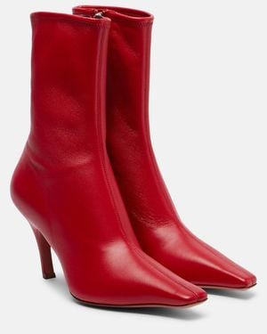 AMINA MUADDI Jamie 80 Leather Ankle Boots - Red