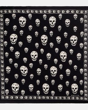 McQueen Skull Silk Scarf - Black