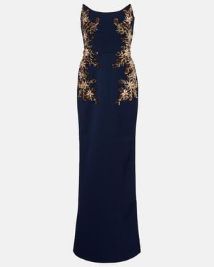 Rebecca Vallance Orla Embellished Crepe Bustier Gown - Blue