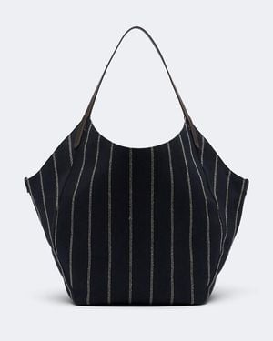 Brunello Cucinelli Tote Bag Monili Aus Canvas Mit Veloursleder - Schwarz