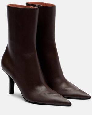 AMINA MUADDI Christine 80 Leather Ankle Boots - Brown
