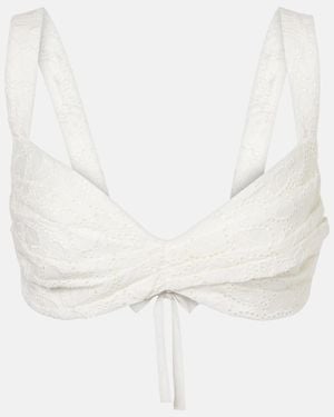 Zimmermann Crush Embroidered Linen Bra Top - White