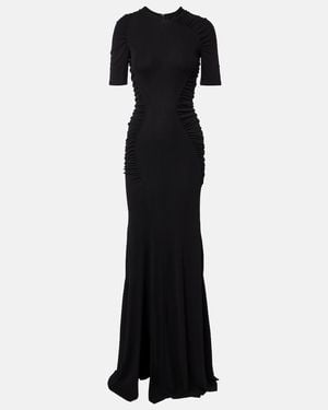 Victoria Beckham Ruched Crepe Jersey Maxi Dress - Black