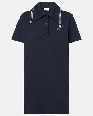 Patou Logo Cotton Pique Polo Dress - Blue