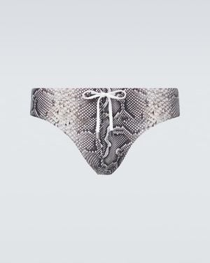 Tom Ford Snake-Print Swim Briefs - White