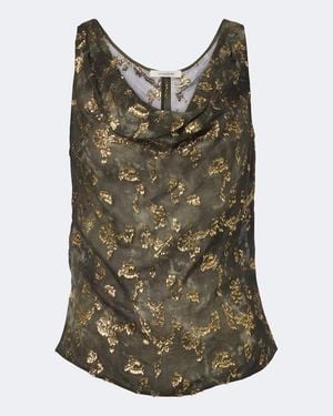 JACQUES WEI Embellished Silk-Blend Top - Green