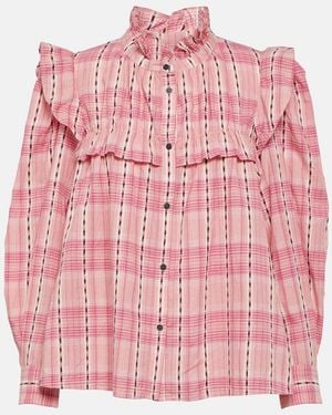 Isabel Marant Idety Checked Cotton Blouse - Pink