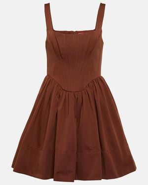 STAUD Landscape Babydoll Minidress - Brown