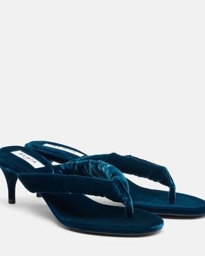Alaïa Velvet Thong Sandals - Blue
