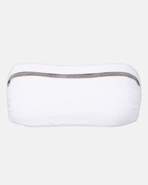 Brunello Cucinelli Verziertes Bikini-Oberteil - Weiß