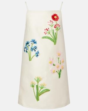 LEO LIN Leia Embellished Wool And Silk Minidress - Green