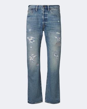 RRL Distressed Straight Jeans - Blue