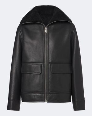 Yves Salomon Shearling-Lined Leather Jacket - Black