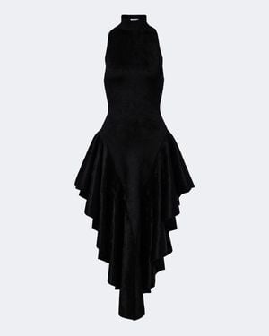 Alaïa Midikleid Aus Samt - Schwarz