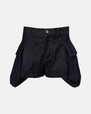 Sacai High-Rise Denim Shorts - Blue
