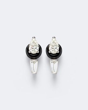 Nikos Koulis Oui 18Kt And Enamel Earrings With Diamonds - White