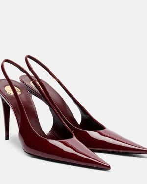 Saint Laurent Guermantes Patent Leather Slingback Court Shoes - Red