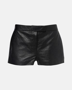 Alex Perry Croc-Effect Leather Shorts - Black