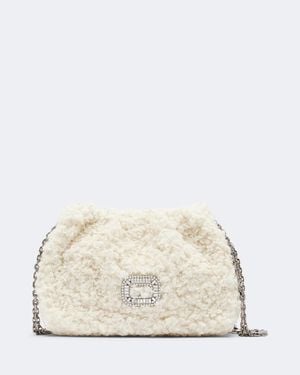 Roger Vivier Pilgrim Micro Shearling Shoulder Bag - Natural