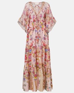 CAMILLA Floral Silk Maxi Dress - Red
