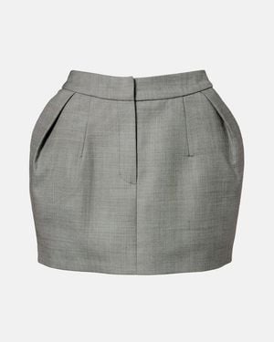 Magda Butrym Pleated Wool-Blend Miniskirt - Gray