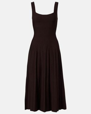 STAUD Ellison Pleated Knitted Midi Dress - Black