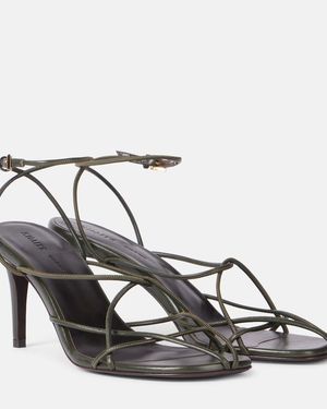 KHAITE Loulou 75 Leather Sandals - Metallic