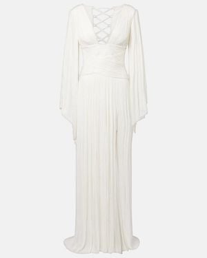 Maria Lucia Hohan Alana B Plisse Silk Maxi Dress - White