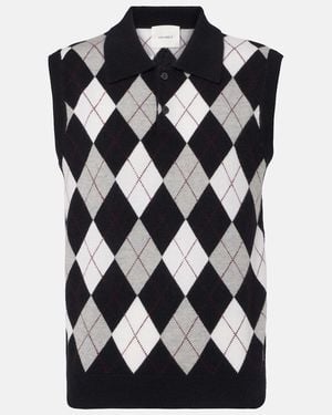Lisa Yang Pull Sans Manches Anwen En Cachemire A Motif Argyle - Noir