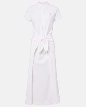 Polo Ralph Lauren Ribbed-Knit Cotton-Blend Polo Dress in Blue | Lyst