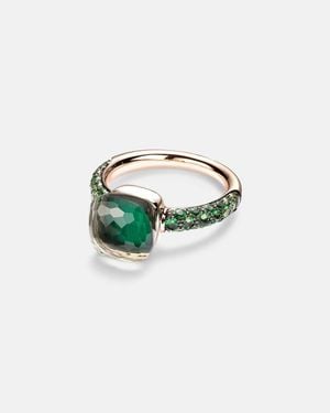 Pomellato Ring Nudo Classic Aus 18Kt Rose- Und Weissgold Mit Edelsteinen - Grün