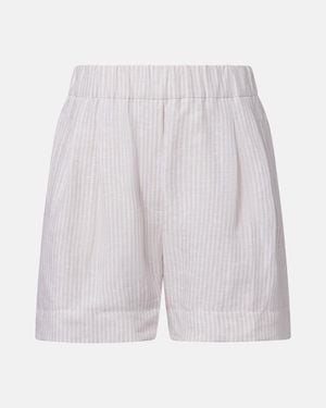 Brunello Cucinelli Striped Linen Bermuda Shorts - White