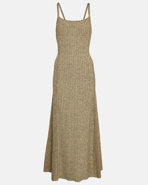 Ganni Ribbed-Knit Midi Dress - Grey
