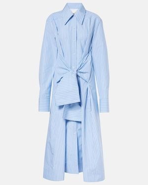 Jil Sander Pinstripe Cotton Shirt Dress - Blue
