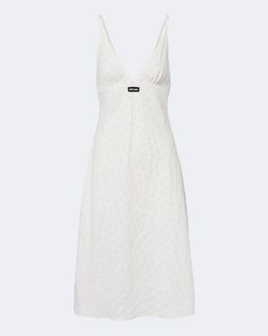 Miu Miu Midikleid Aus Popeline - Weiß