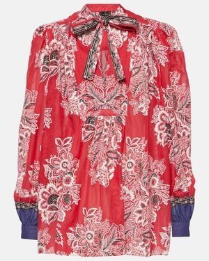 Etro Printed Cotton And Silk Blouse - Red