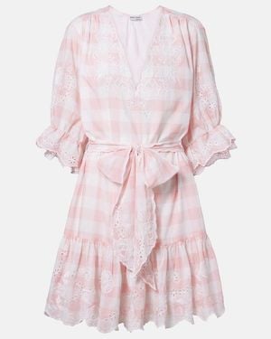 Juliet Dunn Vestido Corto De Popelin De Algodon A Cuadros - Rosa
