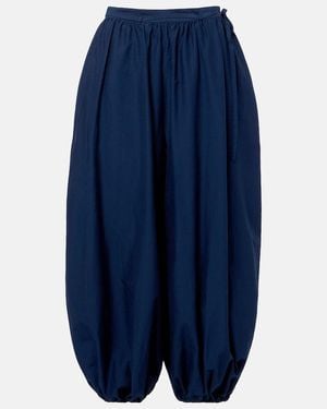 Polo Ralph Lauren Belted Cotton And Silk Balloon Trousers - Blue