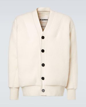 Moncler Genius Jil Sander Cardigan De Plumas De Lana Virgen - Neutro