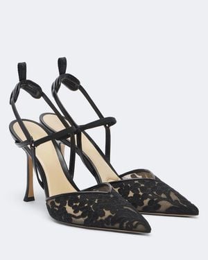Fendi Colibri Floral Lace Slingback Pumps - Black
