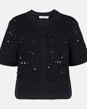 Dorothee Schumacher Open-Knit Cotton-Blend Top - Black