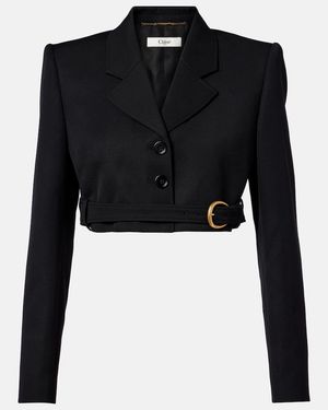 Chloé Cropped Virgin Wool Blazer - Black