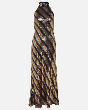 RIXO London Sequined Halterneck Open-Back Gown - Multicolour
