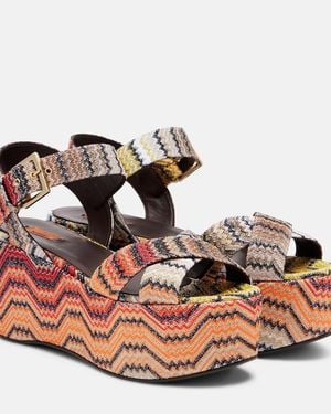 Missoni Sandalias Con Plataforma Julia De Lame En Zigzag - Metálico