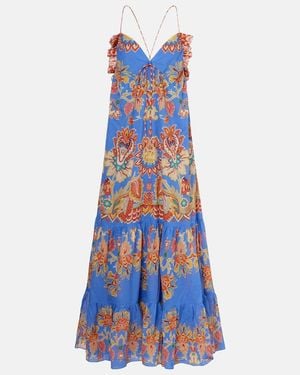 Etro Printed Open-Back Cotton Voile Maxi Dress - Blue