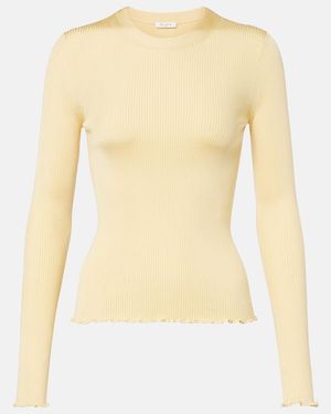 Alaïa Ribbed-Knit Silk-Blend Top - Yellow
