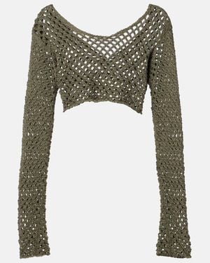 Bananhot Magen Crochet Cotton-Blend Crop Top - Green